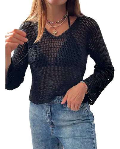 Sweater Trenzado Ancho Mujer The Big Shop - $ 38.150