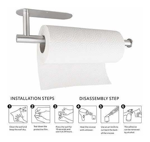Portarrollo Para Papel De Cocina De Acero Inoxidable