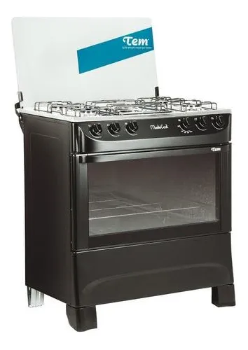 Cocina Tem Mastercook glp color negro con puerta con visor