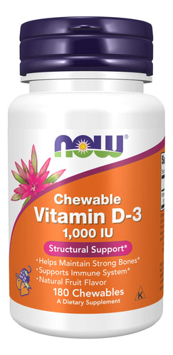 Supplement Now Vitamina D-3 1000 Ui 180 Comprimidos Masticab