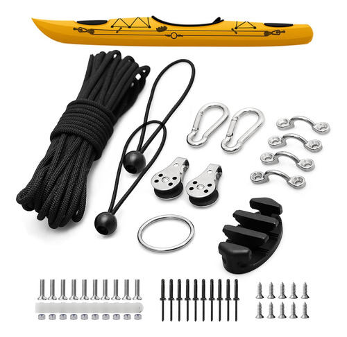 Kit Carro Anclaje Para Kayak Canoas Y Barcos Con Mosquetón Color