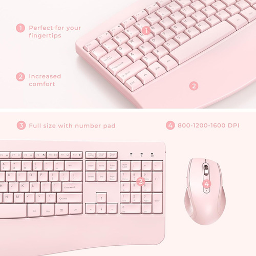 Teclado Y Mouse Inalámbricos, Teclado Ergonómico Y Mouse Com