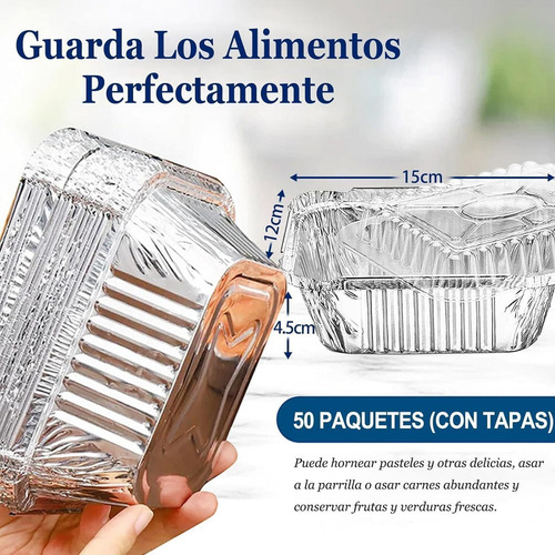 Ufar Paquete De 50 Charolas De Aluminio Desechables