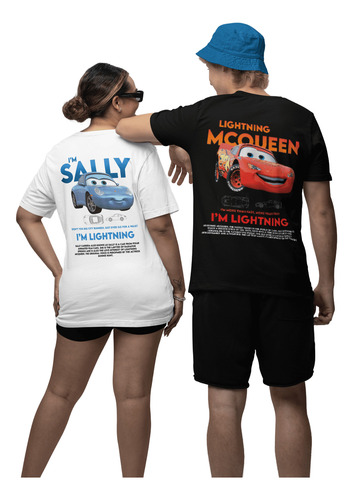 Kit Casal Camisetas Relâmpago Mcqueen E Sally Carrera