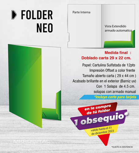 Folder-carpeta Cierre Automatic Carta Personalizado Mil Pzs