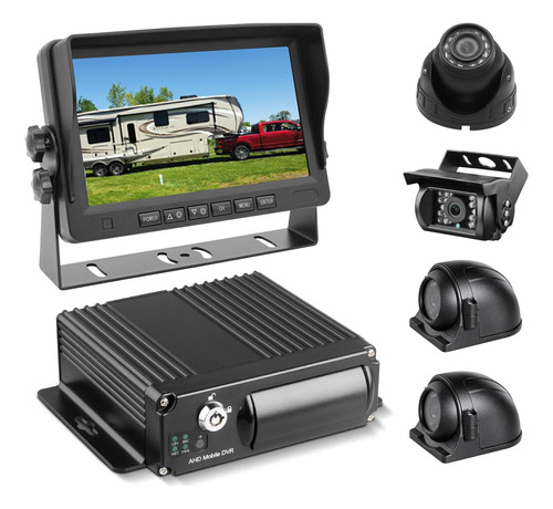 4 Canales 1080p H.265 Dual 512 Gb Vehículo Dvr Móvil Sistema