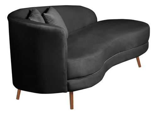 Chaise Longue Divã Emili 160cm Veludo Star Confort Cor Preto