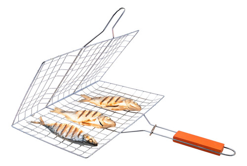 Parrilla Plegable Para Pescados Acero Inoxidable 34x24 Cm