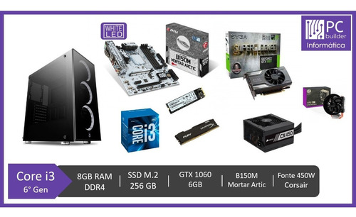Pc Gamer - I3 6100/8gb Ddr4/ssd M.2 240gb/gtx 1060 6gb