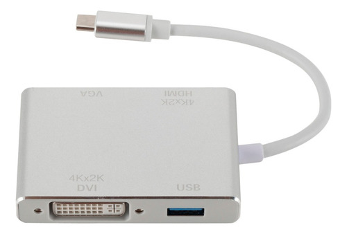 Usb-c Hub Con Tipo C, Puerto Usb 2.0, Dvi, Hdmi Y Vga Para