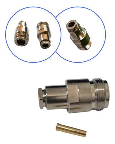 Conector N Fêmea Reto Para Cabo Rg-58 Modelo Cf-3e Cor Prateado