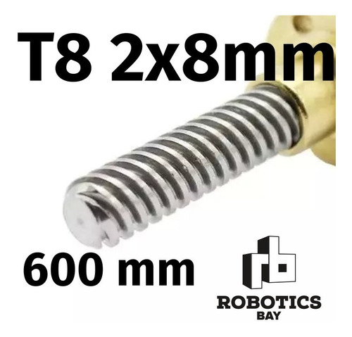 Tornillo Thsl 8mm T8 2x8 600mm 60cm Acme Cnc Varilla Roscada