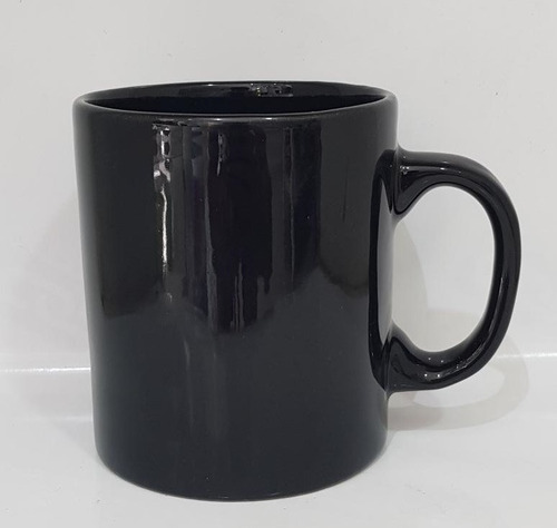 Jarro Taza Negra Ceramica Recta 8 X 9,5 Cm Desayuno Souvenir