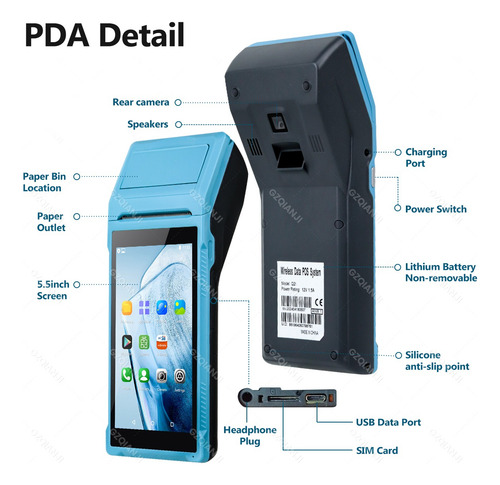 Android 8.1 Pos Terminal Pda Impresora De Mano Sii +10 Papel