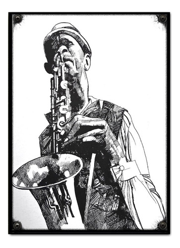 #541 - Cuadro Vintage 21 X 29 Cm / Poster Saxo Jazz Cartel 