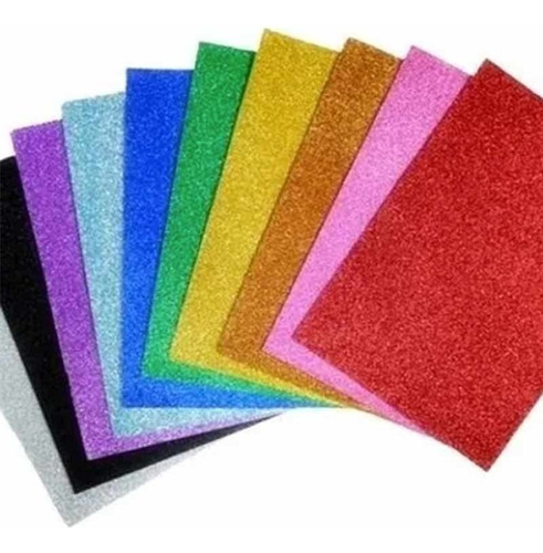 Pack X6  Laminas De Goma Eva Glitter Colores Surtido 20x30cm