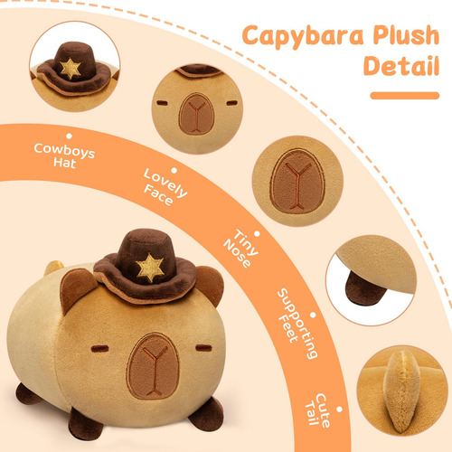 Sombrero De Vaquero De Peluche Capybara Almohada 20 Cm Color
