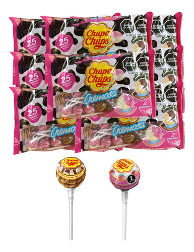 Chupa Chups 75pz Paleta Helado Fresas Crema Choco Vainilla