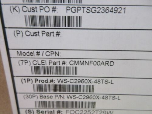 Cisco Ws-c2960x-48ts-l 48-port 10/100/1000 Gigabit Switc Cce