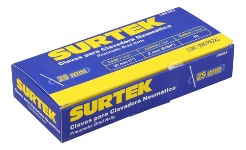 Clavos Para Clavadora Neumática Surtek® 1'', Cal 18