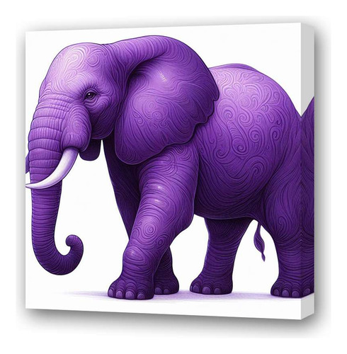 Cuadro 20x20cm Elefante Dibujo Violeta Hermoso Arte