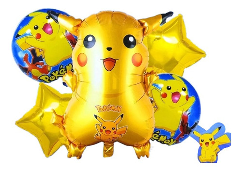 Bouquet Globos Pikachu Dorado Pokemon