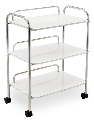 Mesa Auxiliar De 3 Charolas Para Spa Color Blanco