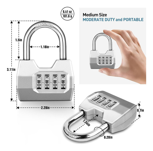 Candado De Combinación De 4 Dígitos Impermeable Para Exterio