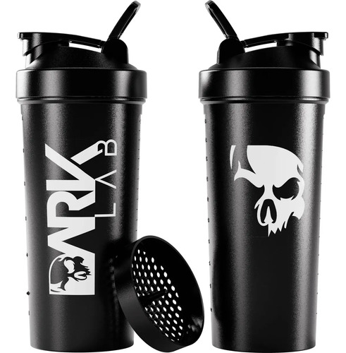 Coqueteleira Shaker Dark Lab Caveira Preta 700 ml com Rede