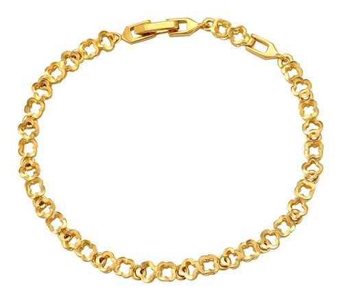 Hemoso Brazalete Oro Laminado 24k Trebol Silueta Esclava Muj