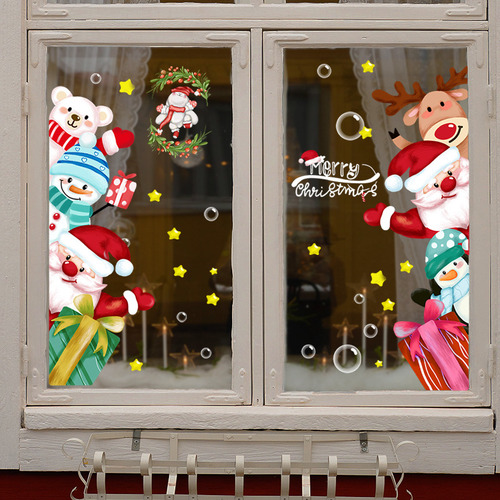 2 Uds Pegatina De Ventana De Navidad Pegatina De Pared