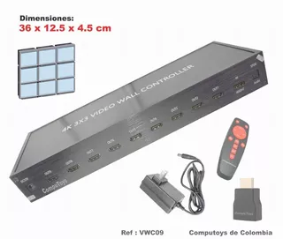 Zvwc09 Matriz Videowall 9 Pantallas 3x3 Computoys