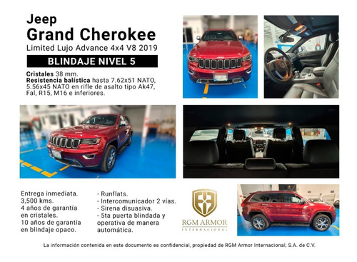Imagen 7 de 7 de Jeep Grand Cherokee Limited Adv 4x4 V8 2019 Blindaje Nivel 5
