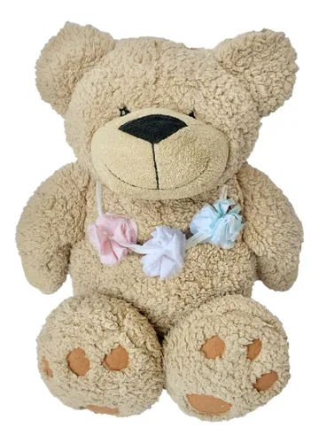 Peluche Oso Marron con Flor Rosa