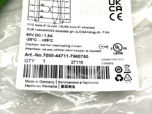 Murr Elektronik 7000-44711-7960750 Sensor Cordset M12 7. Zzz