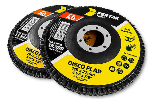 Kit 10 Disco Flap Reto 115mm Esmerilhadeira Para Madeira Cor Amarelo/preto