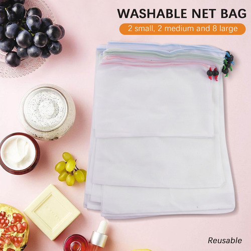 Bolsas De Malla Lavables, Para Guardar Frutas, Verduras, Jug