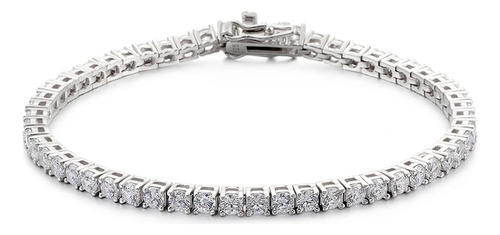 Pulso Tenis 4mm Pulsera Plata 925 Lujo Moissanite Ct Caja Kz