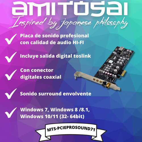 Tarjeta De Sonido Hi-fi Amitosai Pcie Mts-pcieprosound71