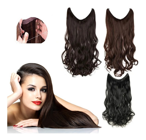 Aplique Mágico Cabelo Tiara Fio Invisível Preto Ou Castanho