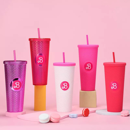 N Vaso Rosa De Barbie De 710 Ml Con Pajita, Barbies Movie