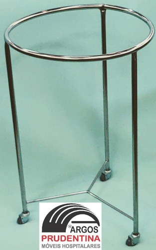 Suporte Hamper Inox P/ Roupa Hospitalar Rodízio Metálico