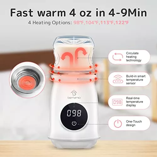 Befano - Calentador de biberones portátil para leche materna o fórmula para  bebés, calentador de biberones con pantalla digital y preciso (calentador