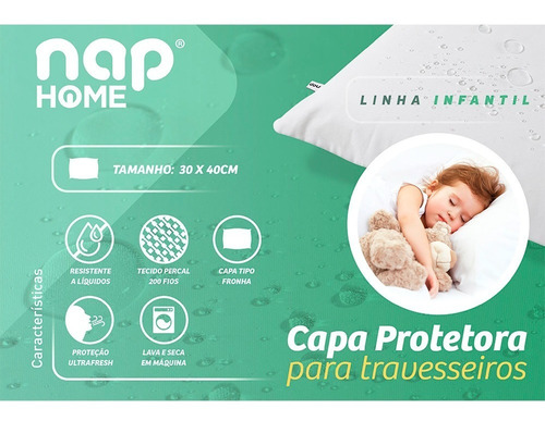 Imagem 2 de 6 de Kit 2 Capas Protetoras Travesseiro Baby Resistente Líquidos
