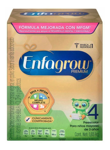 Leche de fórmula  en polvo  Mead Johnson Enfagrow Premium 4 sabor vainilla  en caja de 1.65kg - 2  a  5 años