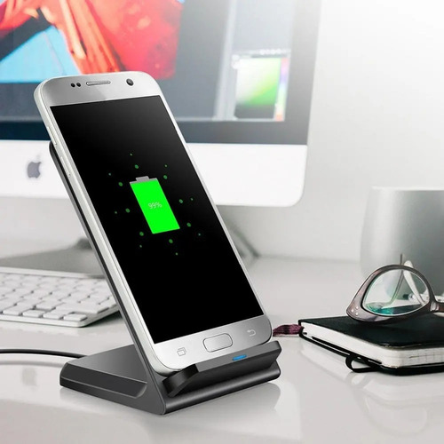 10w Dual Coils Qi Soporte Para Teléfono Con Cargador Inalámb