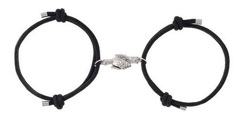 Pulsera Negra Pareja Novios Manos Entrelazadas Imán, 2 En 1