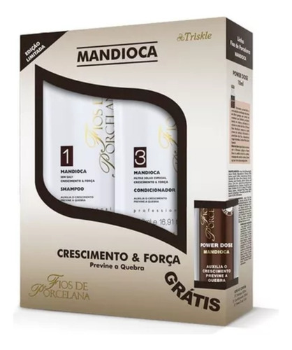 2 Kits Shampoo E Condicionador Fios D Porcelana Mandioca 1kg