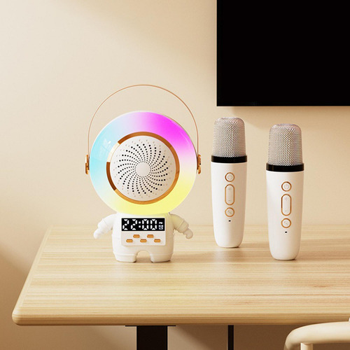 . Máquina De Karaokê Com Microfones E Luzes 2 Microfones