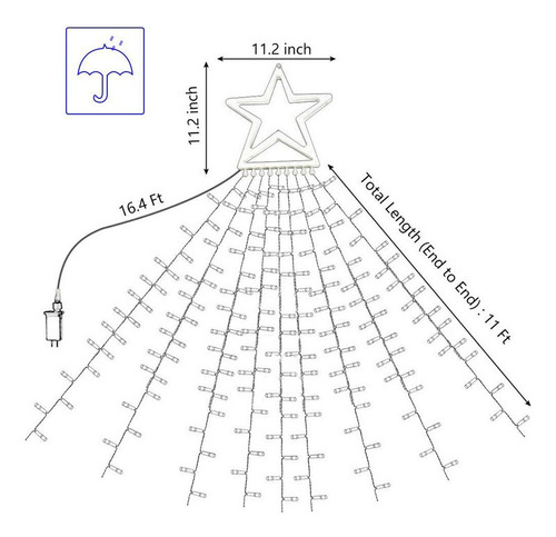 M Decoración Navideña Con Forma De Estrella De Hadas Solar